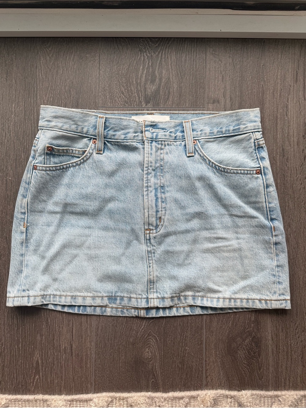 Denim Forum Light Blue Wash Denim Mini Skirt